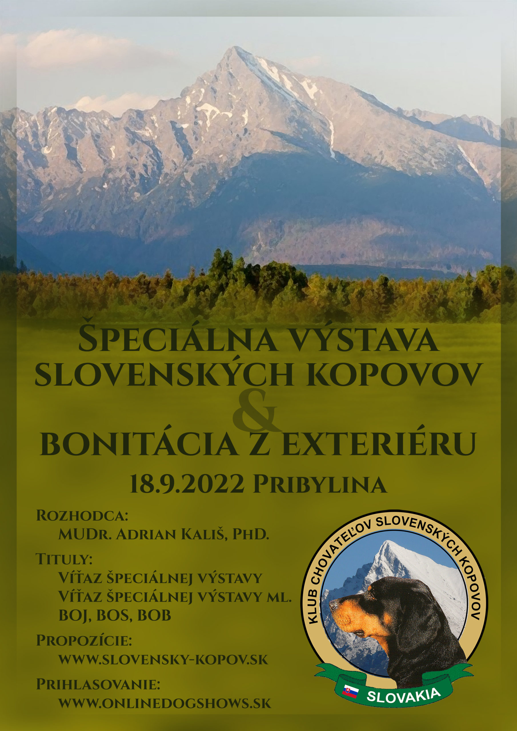 Read more about the article Špeciálna výstava slovenských kopovov – bez CAC 18.09.2022 Pribylina – propozície