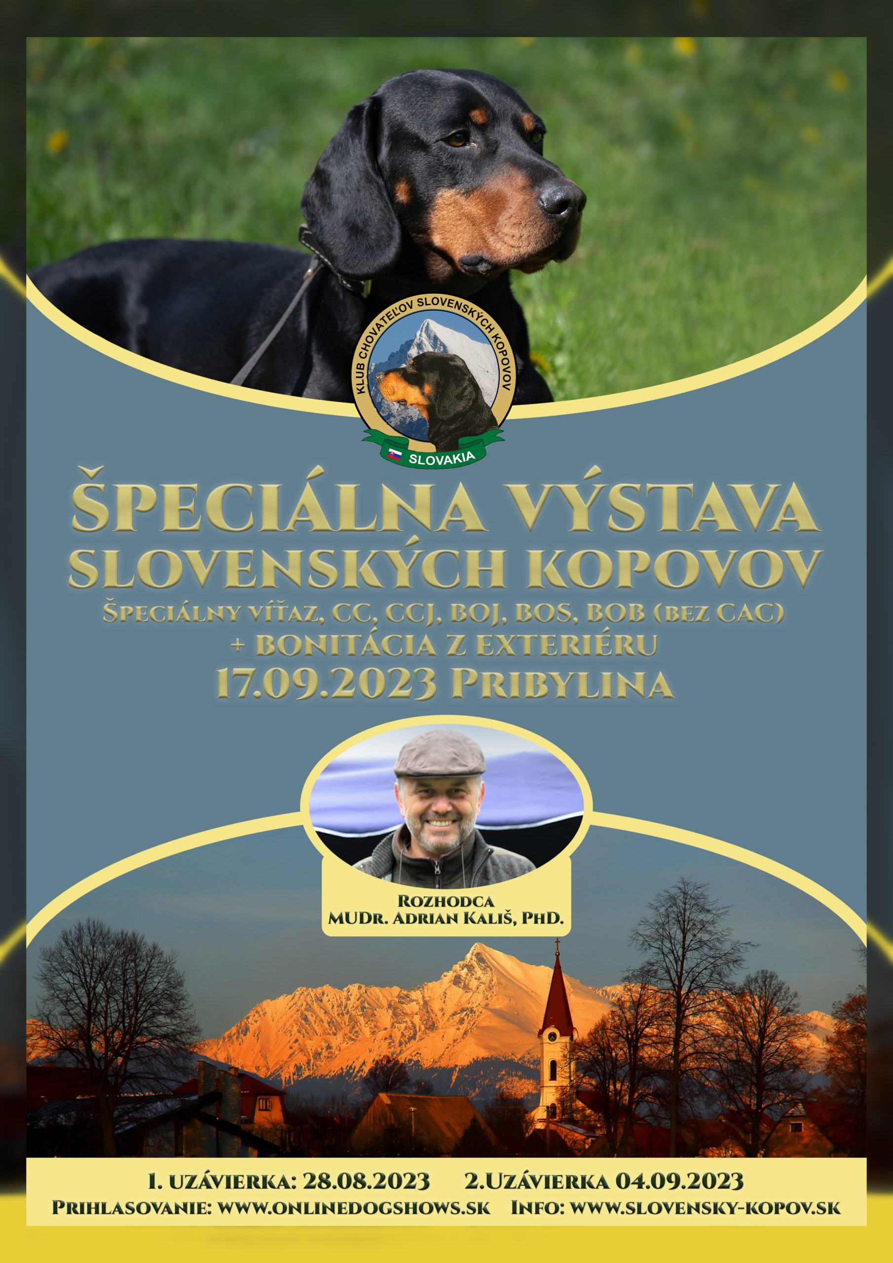Read more about the article Špeciálna výstava slovenských kopovov – (bez CAC) 17.09.2023 Pribylina – propozície + BONITÁCIA Z EXTERIÉRU