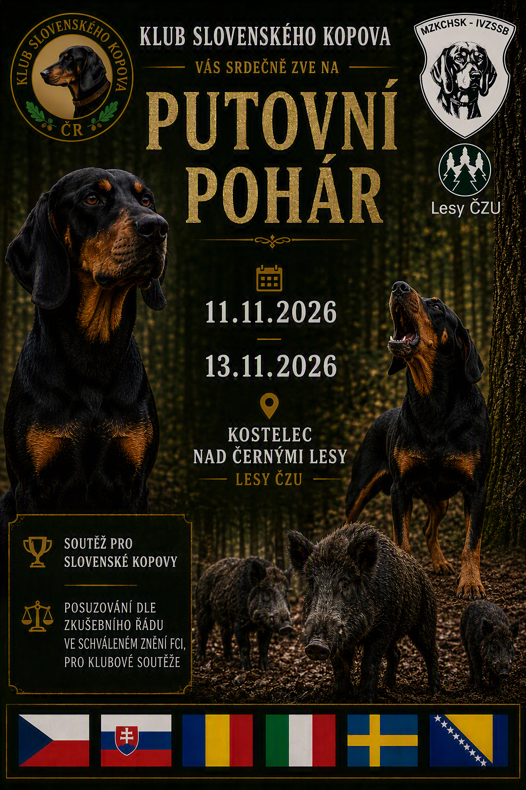 Read more about the article Putovní pohár MZKCHSK – Lesy ČZU, 11. – 13. 11. 2026 v Kostelci nad Černými lesy (Lesy ČZU)